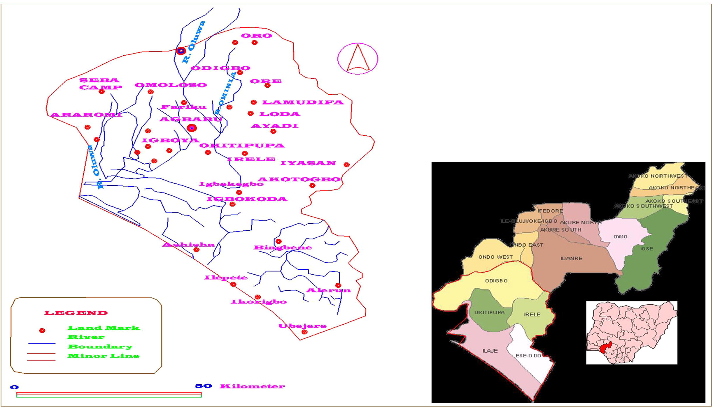 This figure shows the geographical position and description of River Oluwa in order to validate our claims on carrying out this study on the River.